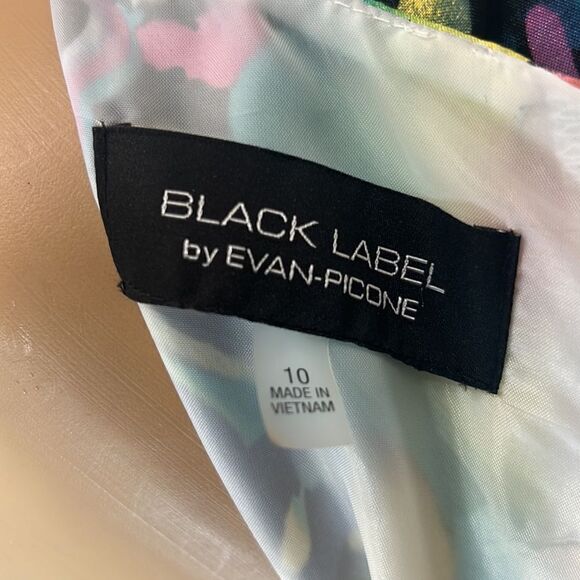 Black Label Evan Picone Dress Floral Sweetheart Neck Sleeveless Midi Pink Blue - Picture 9 of 11